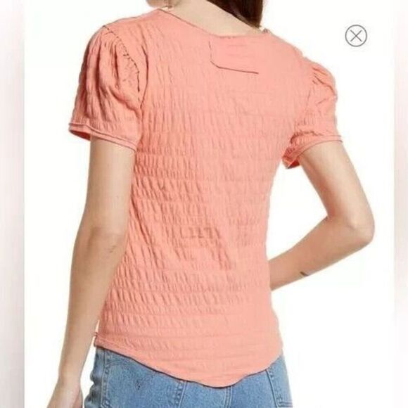 We The Free OB1434146 Women's Sz XL Burnt Coral Sugar Cube V-Neck T-Shirt - Picture 8 of 8